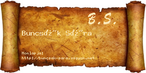 Buncsák Sára névjegykártya